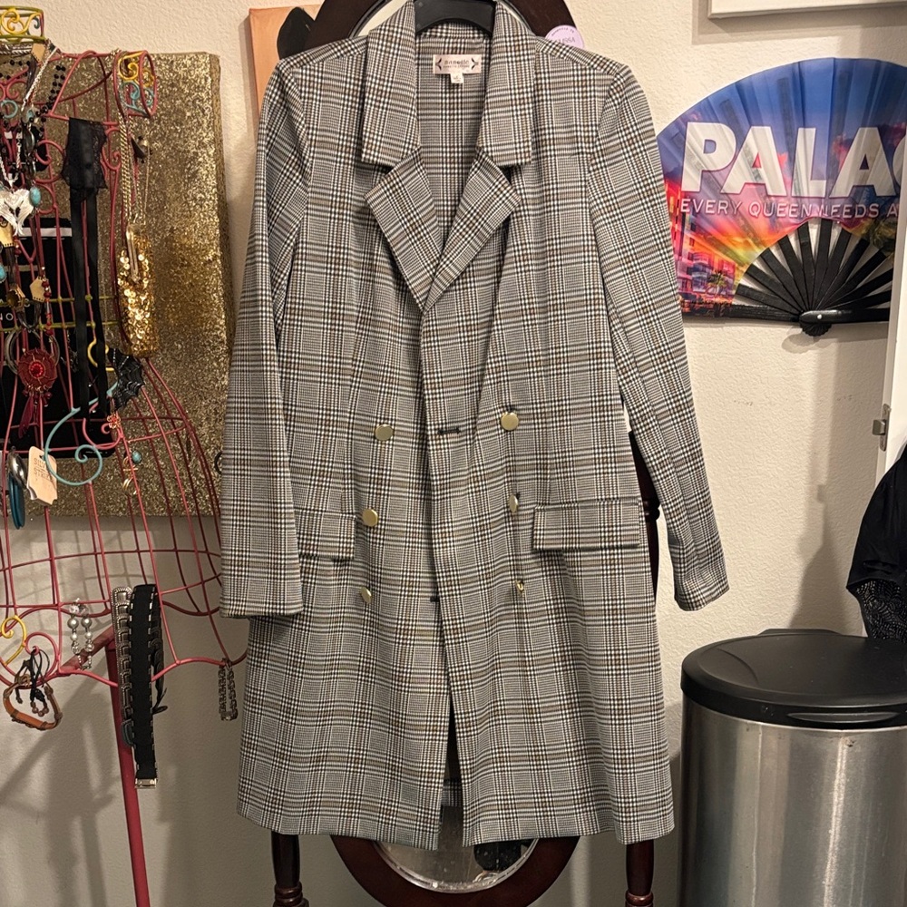 Nanette Lepore Black and White Houndstooth Coat